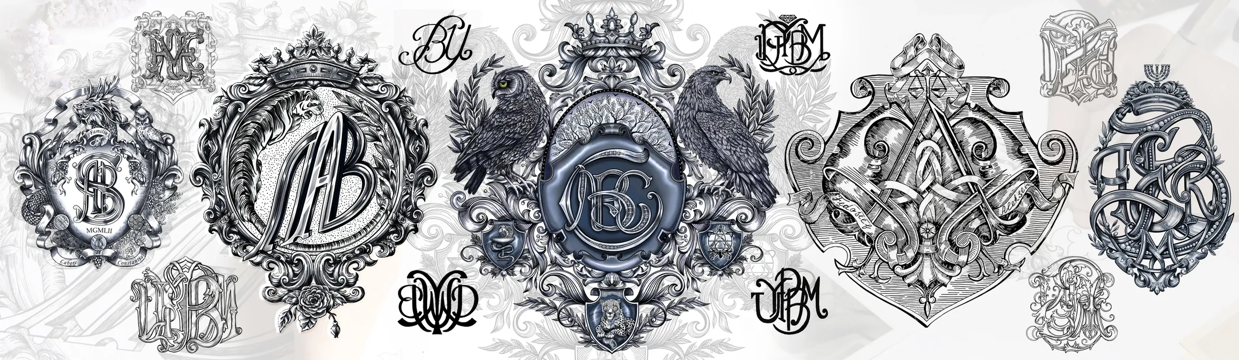 Элитные персональные монограммы ручной работы — художественное оформление фамильных и личных инициалов.