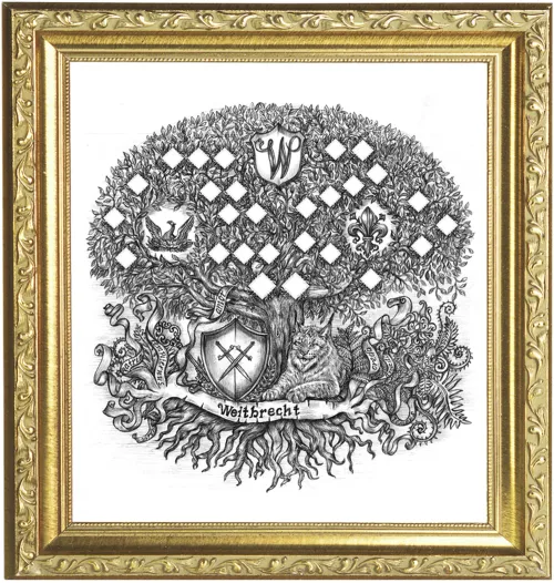 Картина в гравюре с родовым древом, выполненная вручную, индивидуально для конкретной семьи, без шаблона.