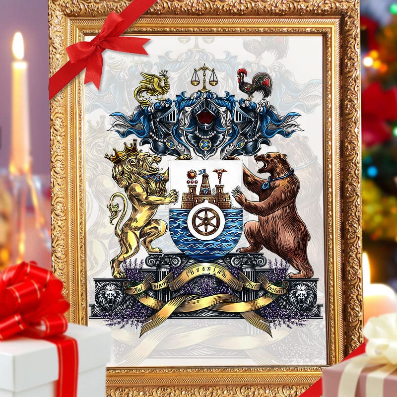 семейный герб в виде картины, особенный подарок к празднику